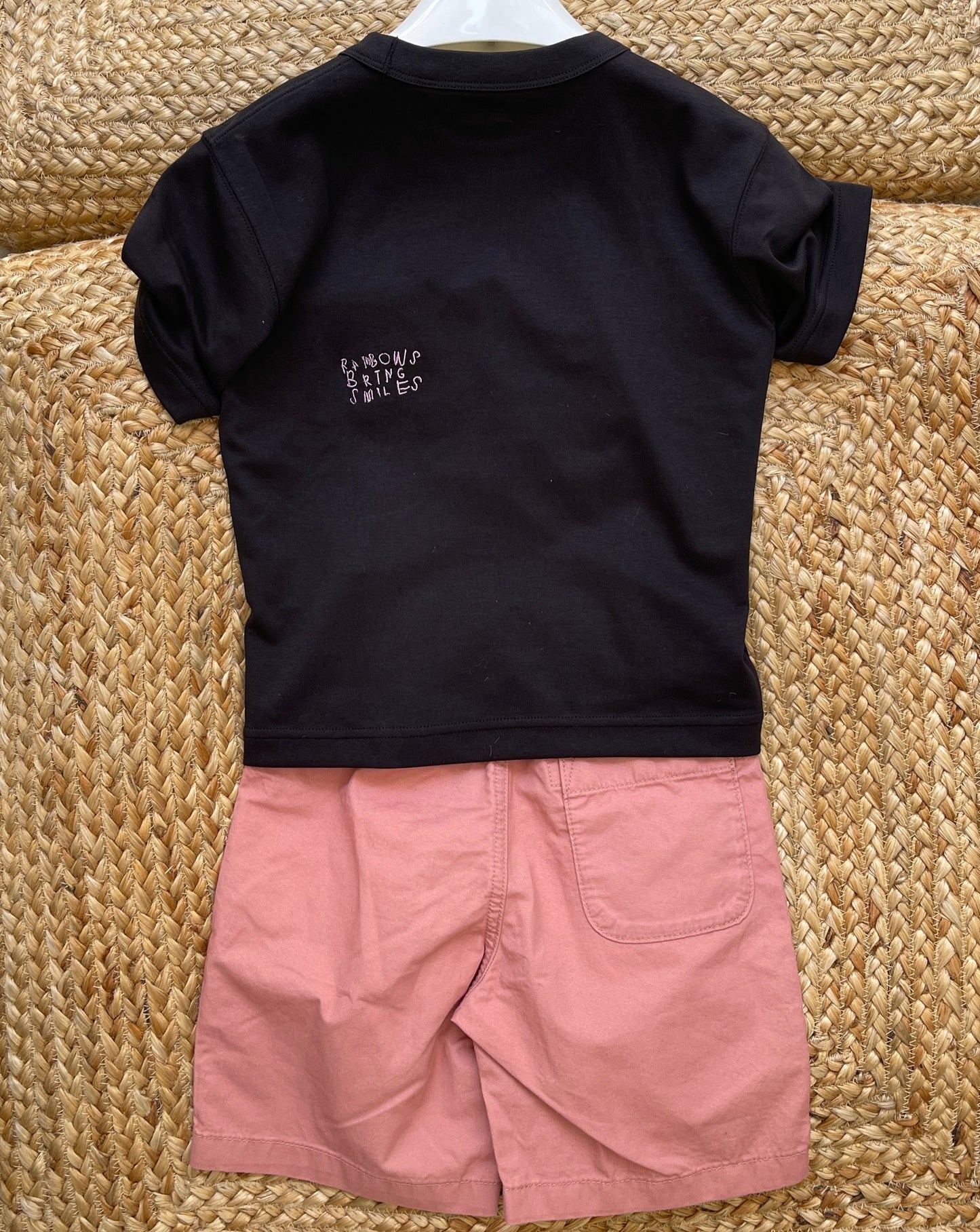 Bermuda Short Summer Set : Dusty Pink Short + Black Tee