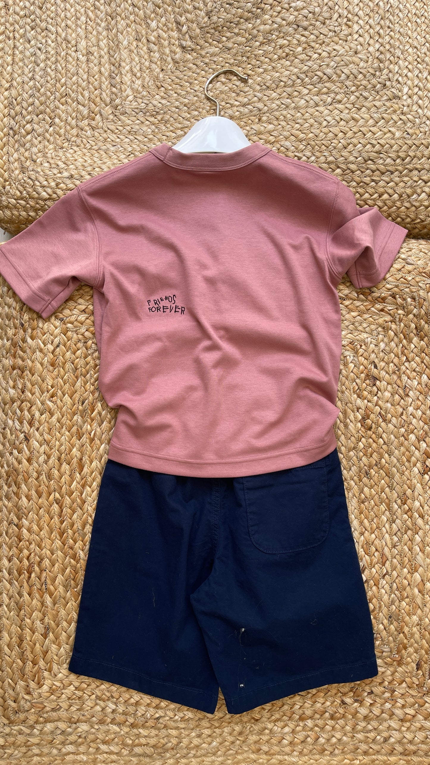 Bermuda Short Summer Set : Navy Short +  Dusty Pink Tee